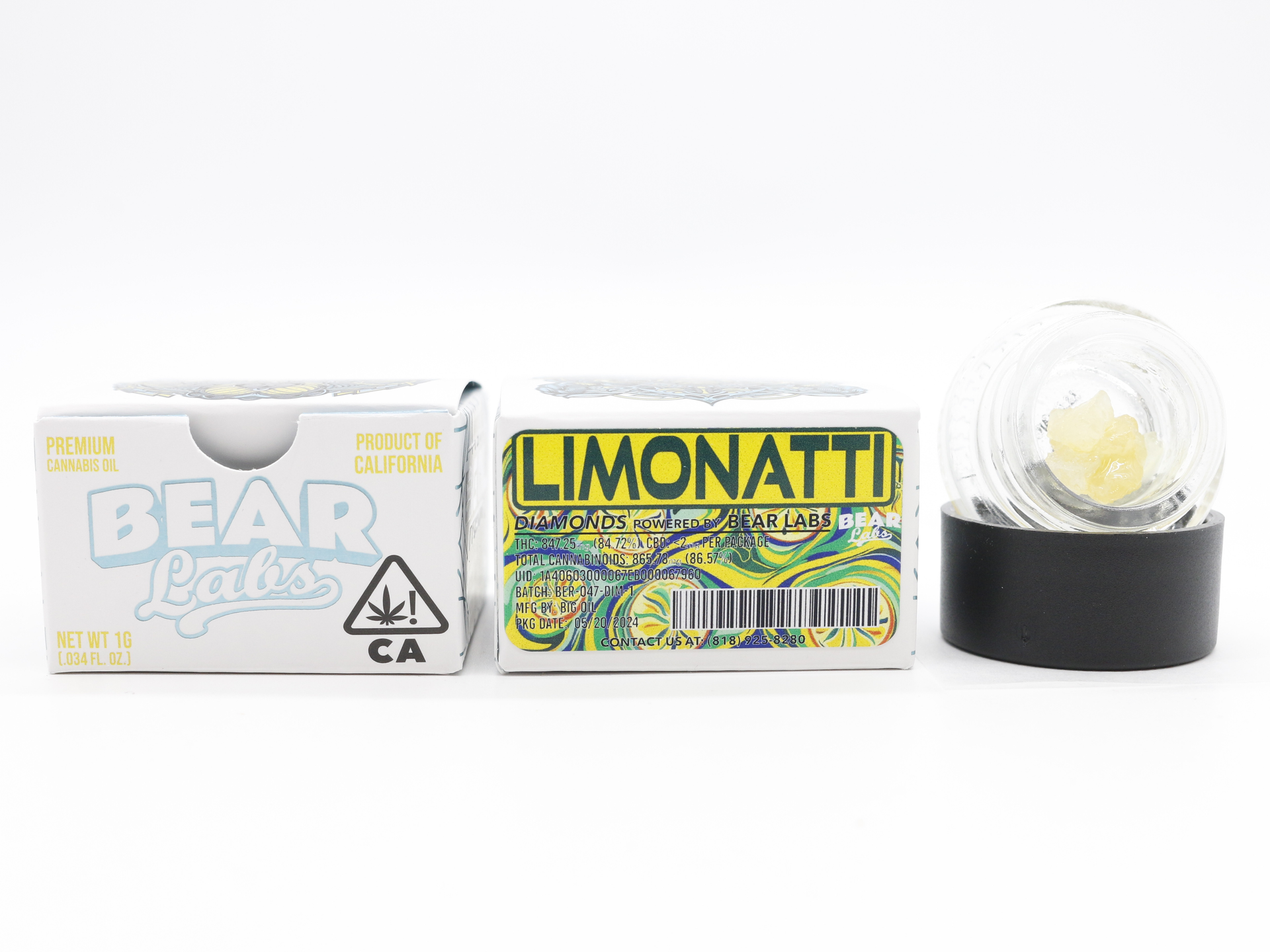 A box of bear labs next to a jar of Limonatti