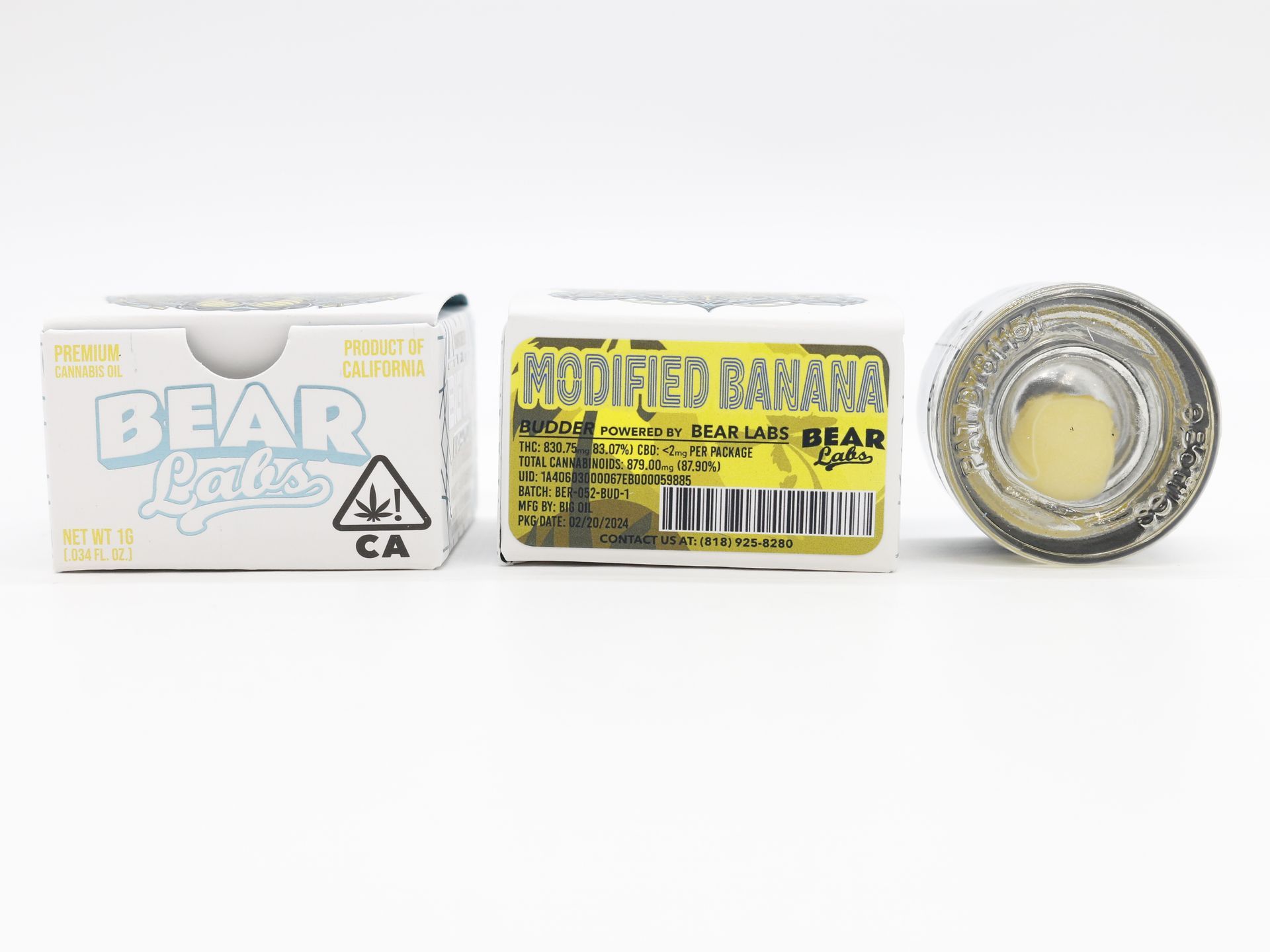 A box of bear labs next to a jar of Modified Bananas