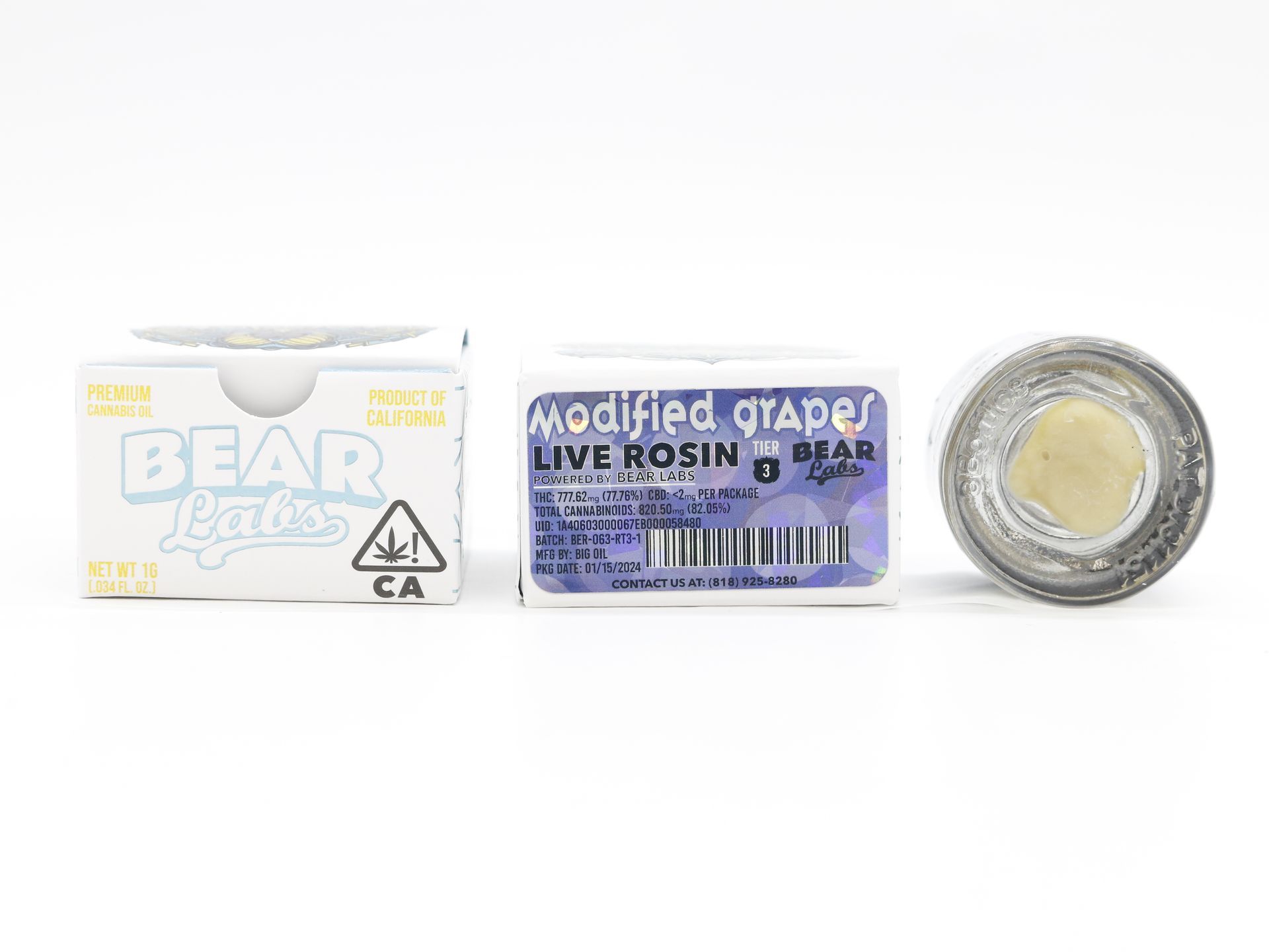 A box of bear labs next to a jar of Modified Grapes