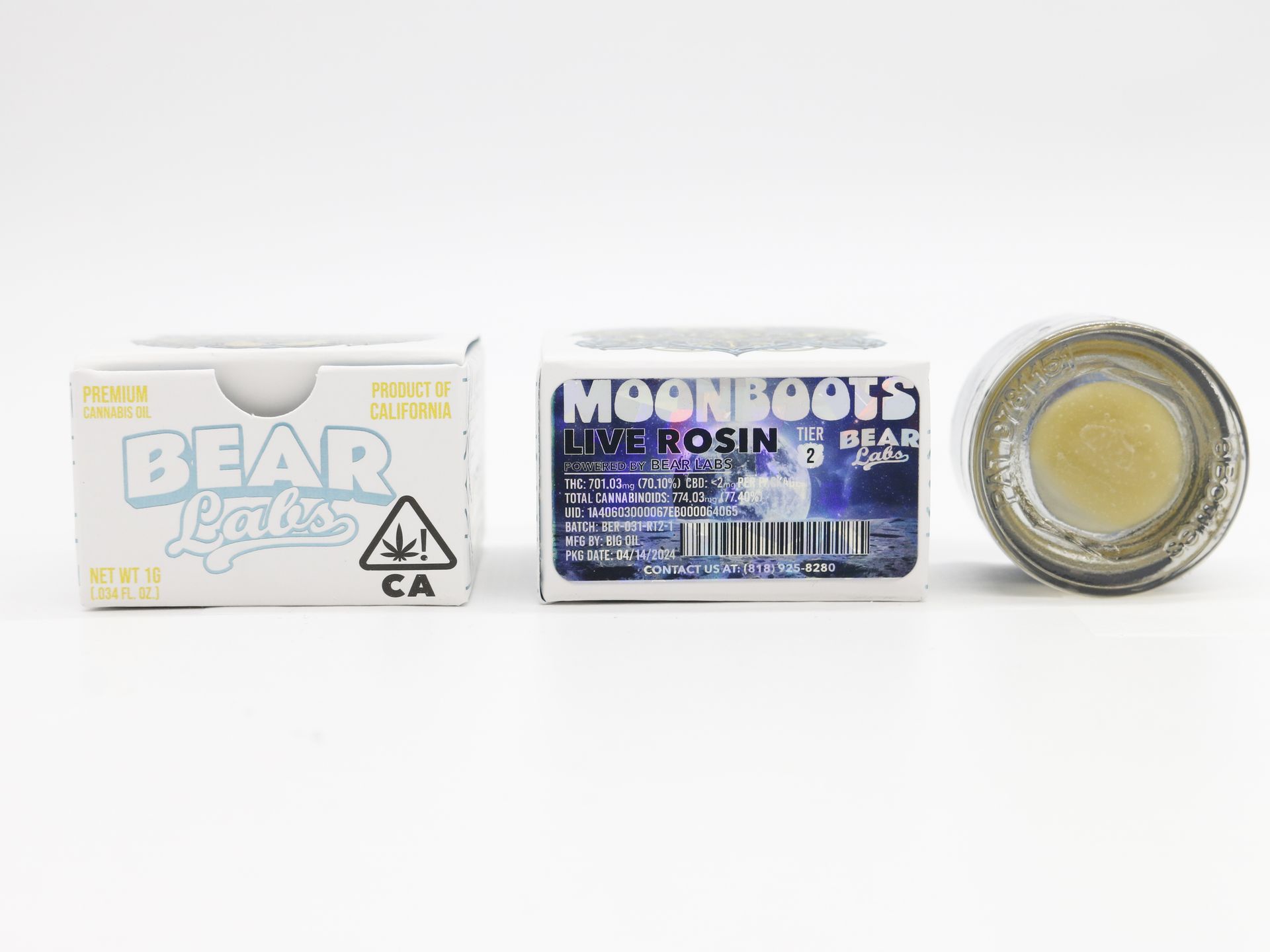 A box of bear labs next to a jar of Moonboots
