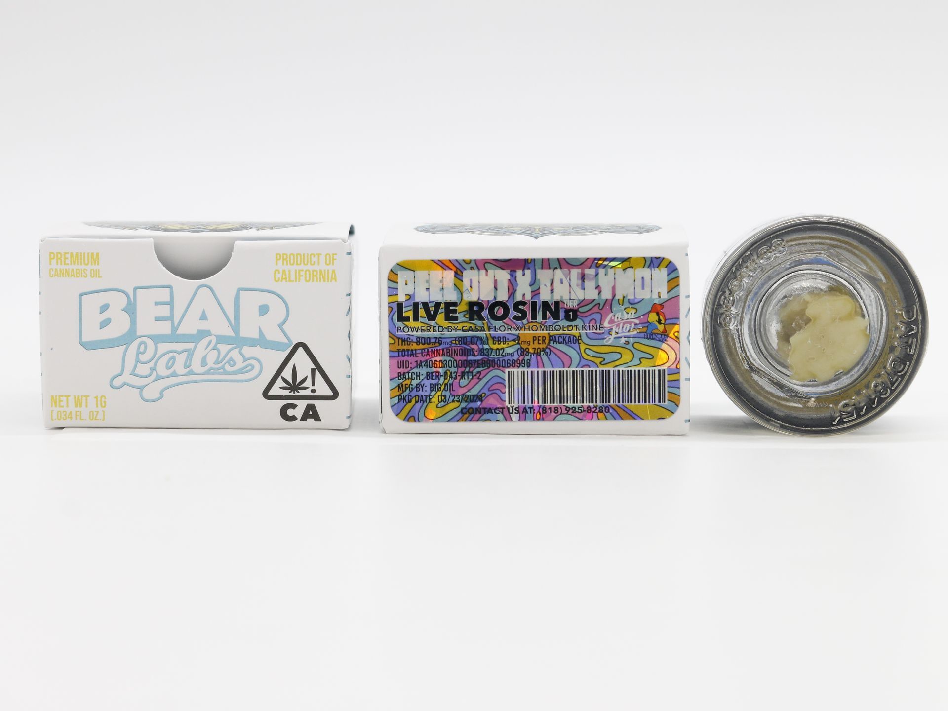 A box of bear labs next to a jar of Peel Out X Tallymon