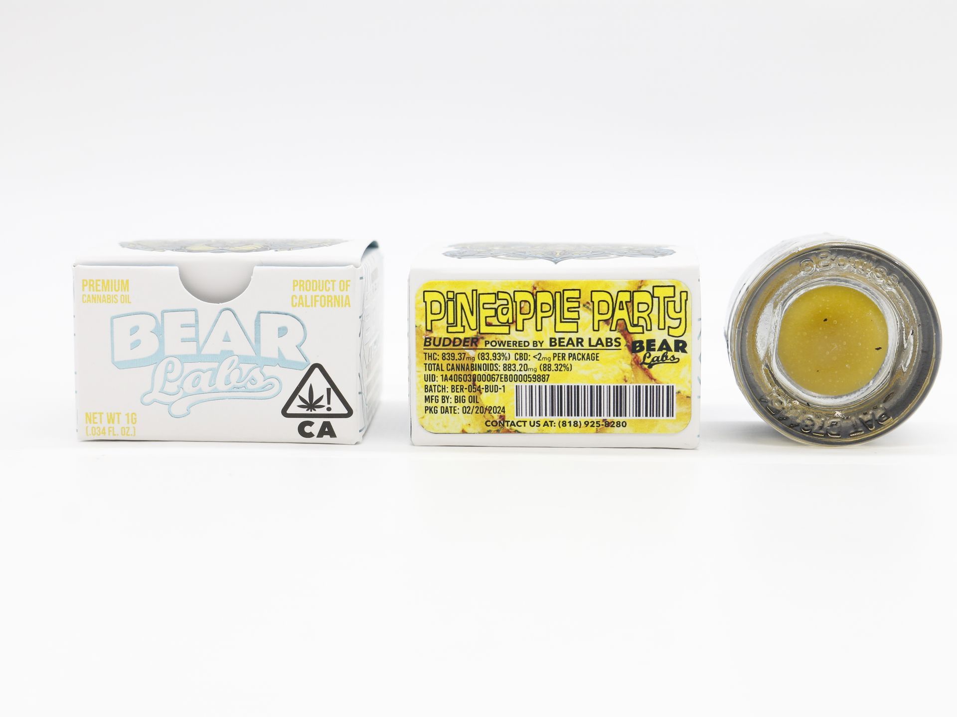 A box of bear labs next to a jar of Pineapple Party