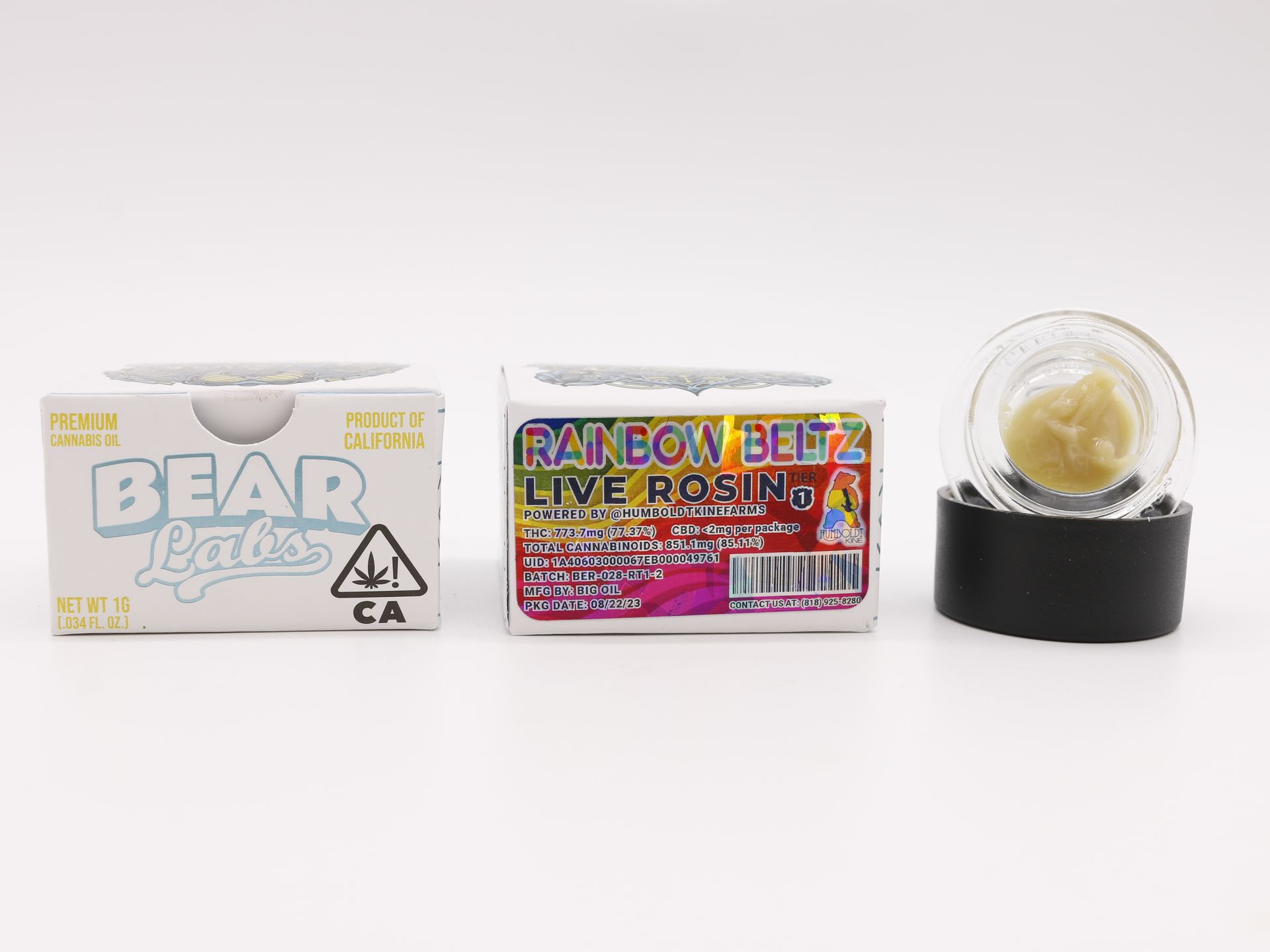 A box of bear labs next to a jar of Rainbow Beltz