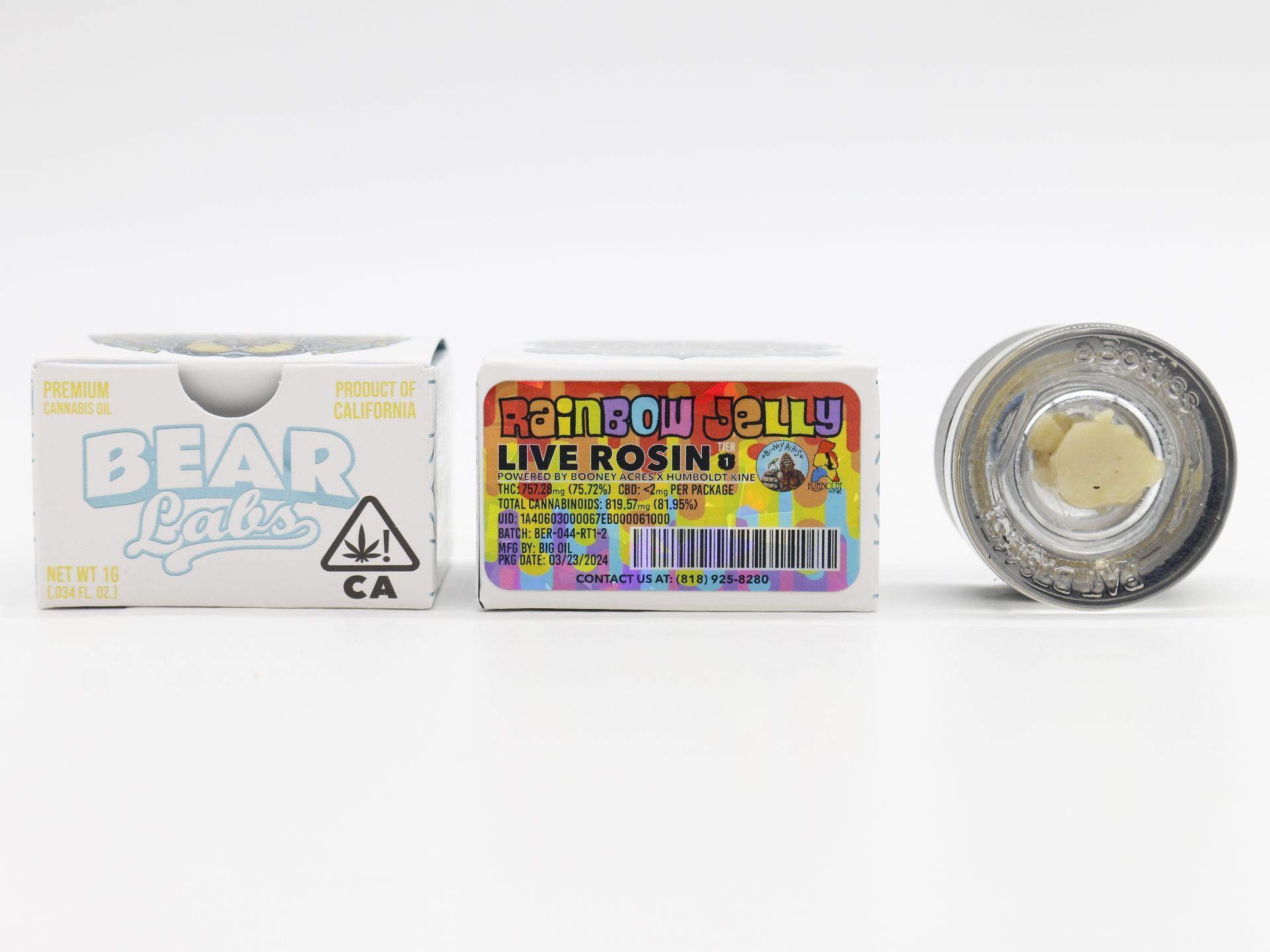 A box of bear labs next to a jar of Rainbow Jelly