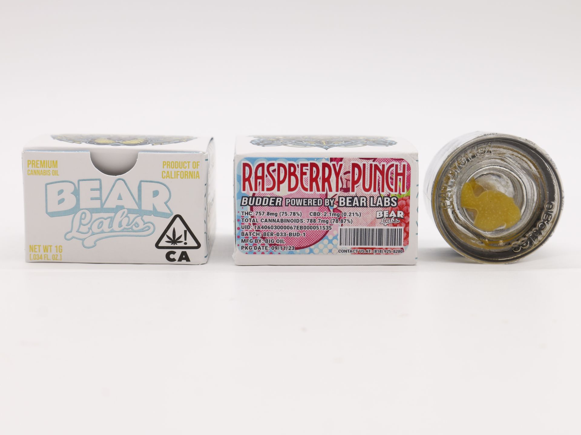 A box of bear labs next to a jar of Raspberry Punch