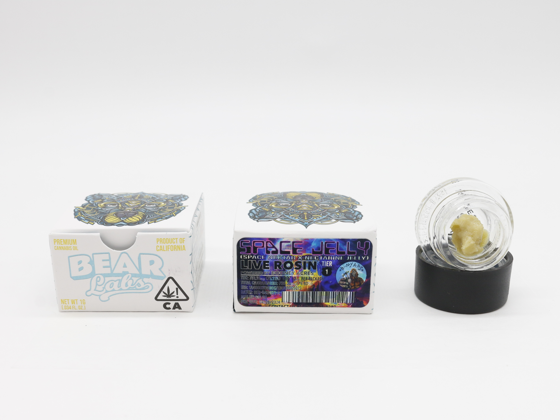 A box of bear labs next to a jar of Space Jelly