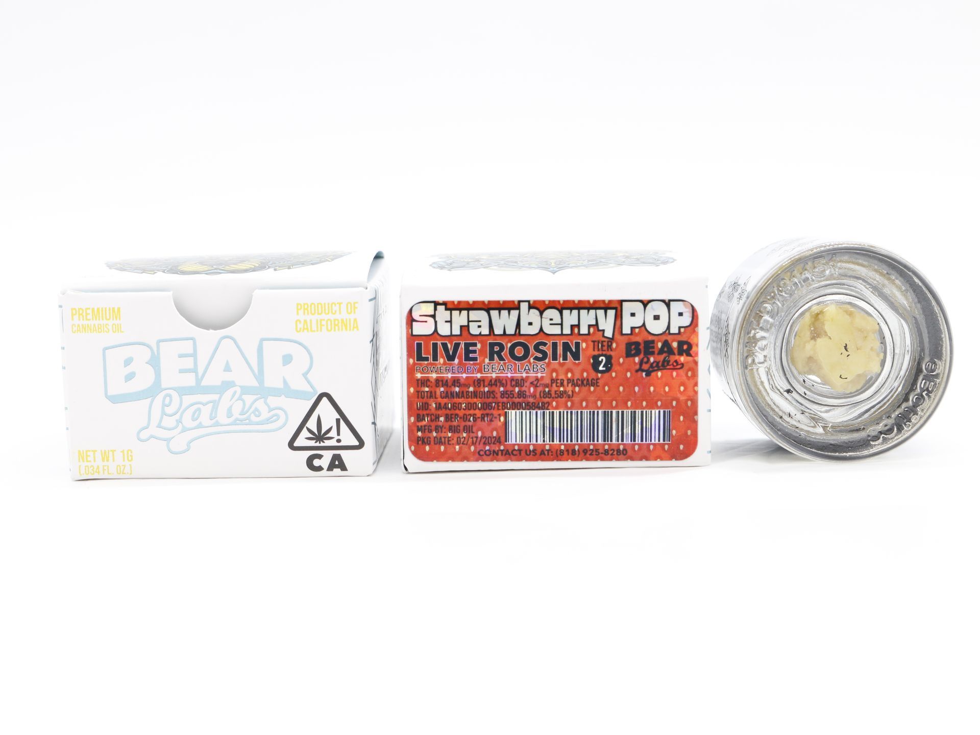 A box of bear labs next to a jar of Strawberry Pop