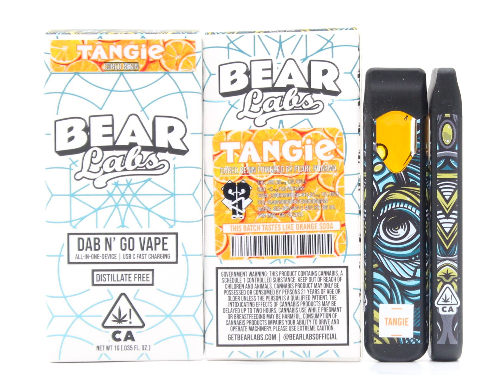 A box of bear labs next to a jar of Tangie