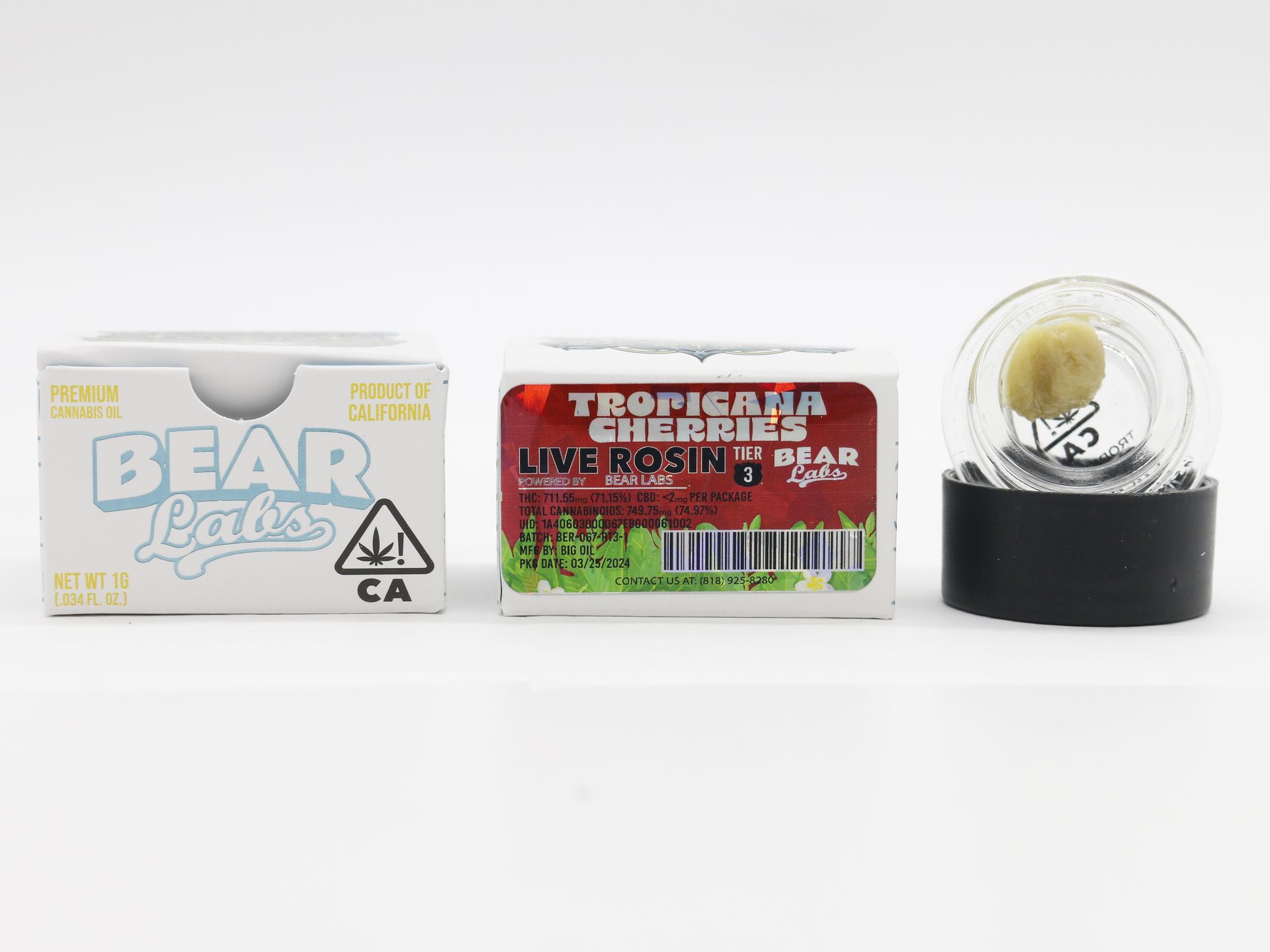 A box of bear labs next to a jar of Topicana Cherries