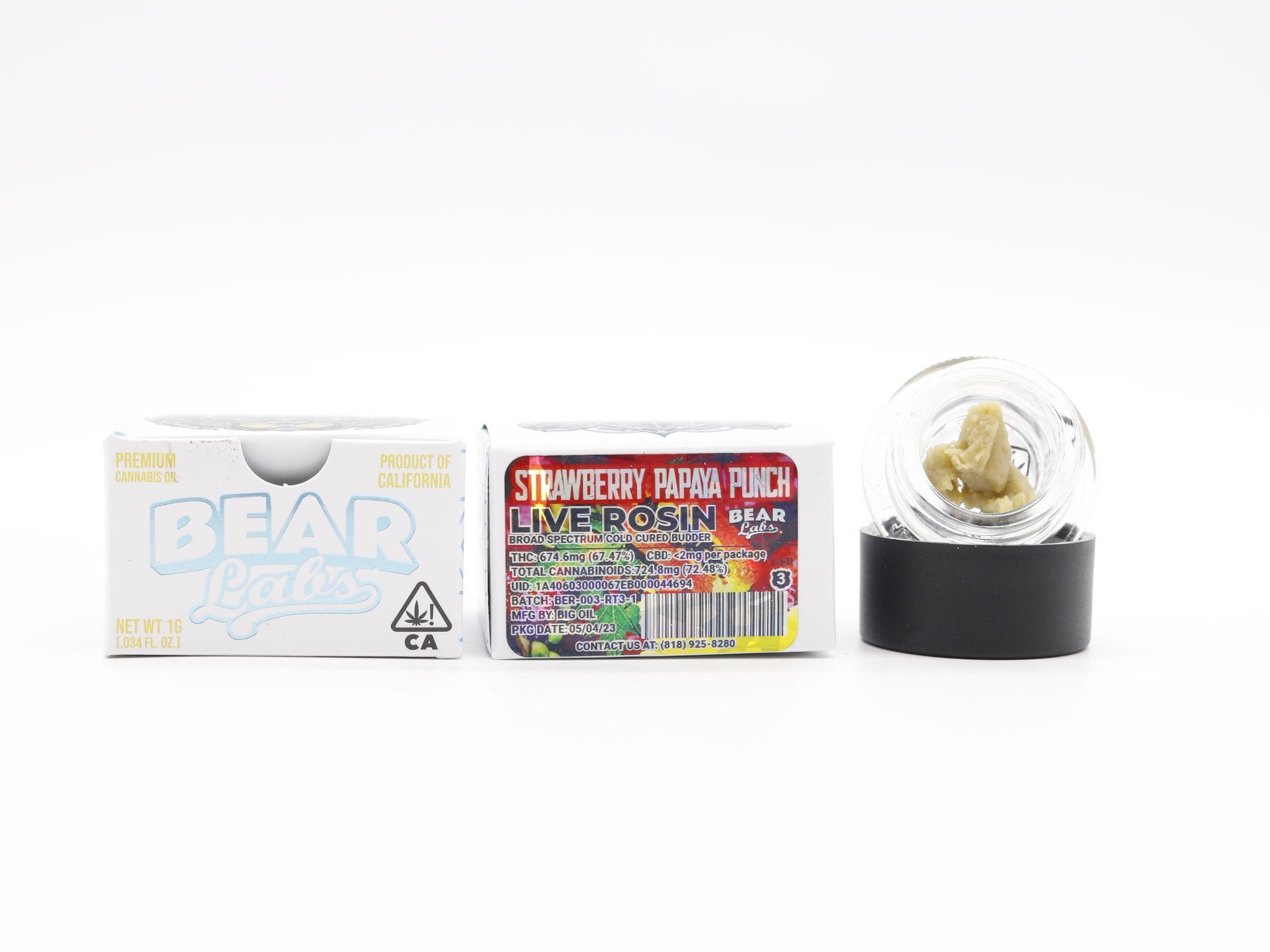 A box of Bear Labs next to a jar of Strawberry Papaya Punch