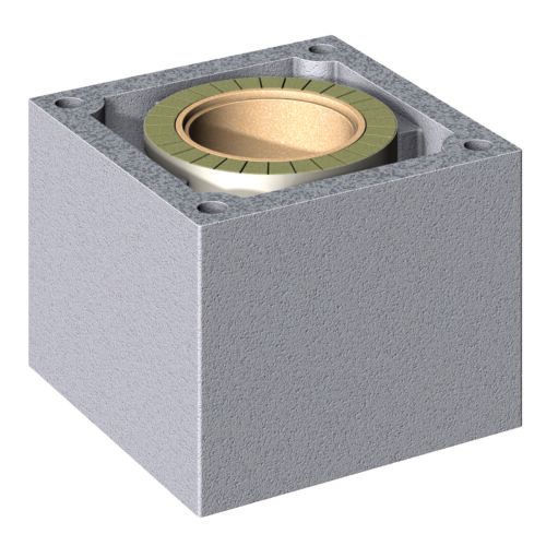 Ein grauer Würfel mit einem runden Loch in der Mitte