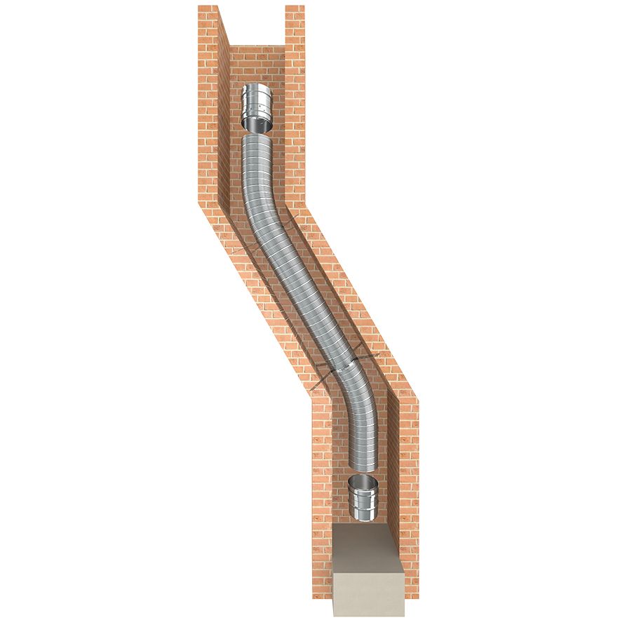 Ein Metallrohr geht durch eine Ziegelwand.