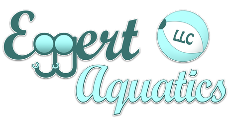 The logo for expert aquatics llc is blue and white