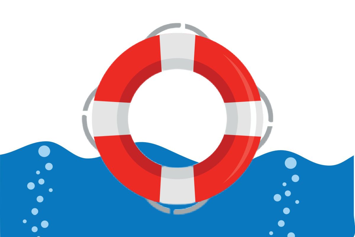 A life preserver is floating in the ocean.