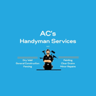 Blue logo: a handyman with tools, "AC's Handyman Services" text, and service list below.