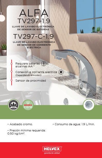 TV297-C-1.9 llave de lavabo electrónica de sensor de corriente eléctrica