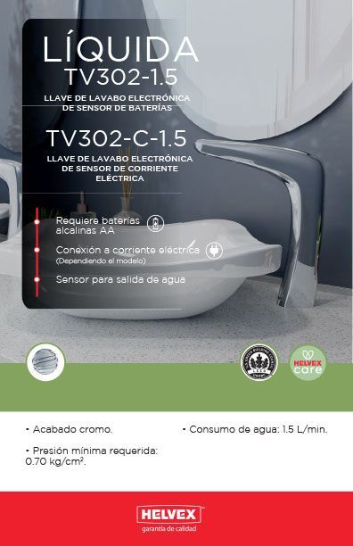 Líquida TV302-1.5 llave de lavabo electrónica de sensor de baterías