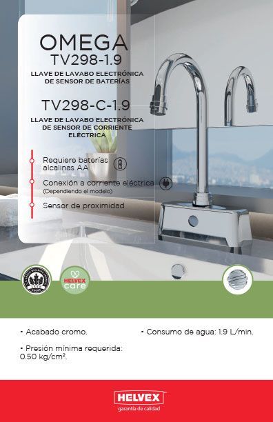 TV298-C-1.9 llave de lavabo electrónica de sensor de corriente eléctrica