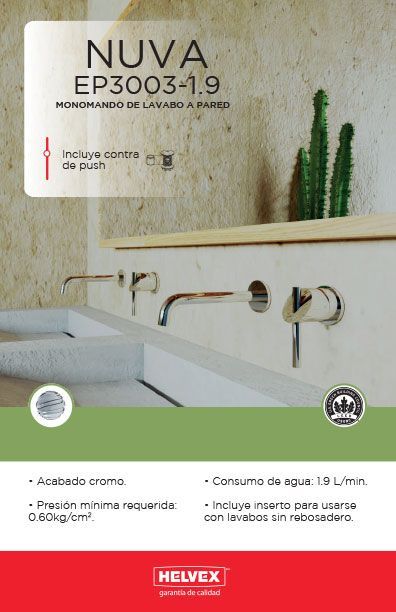 Nuva EP3003-1.9 monomando de lavabo a pared