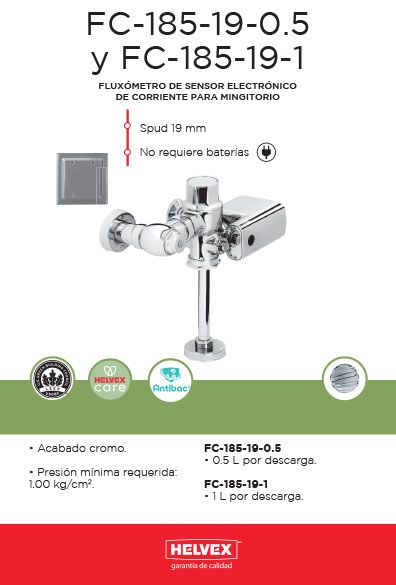 FC-185-19-0.5 y FC-185-19-1 fluxómetro de sensor electrónico de corriente para mingitorio