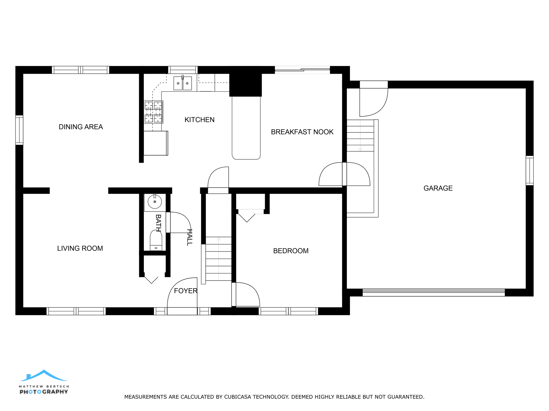 A black and white floor plan of a house.