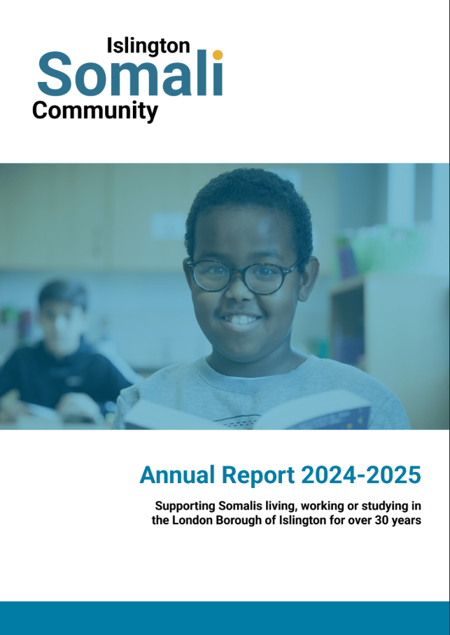 Cover of Islington Somali Community 2024-2025 annual report.