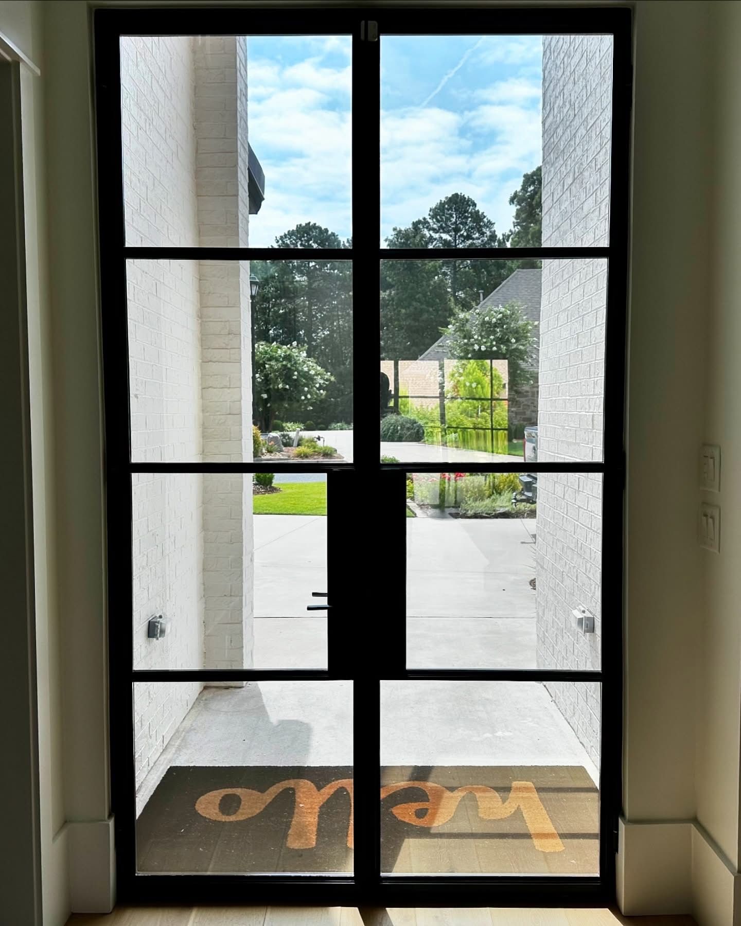 Black framed glass door with 
