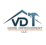 Logo: Dark blue house outline with "VDT" in a square, a hammer, and "Home Improvement LLC" text.