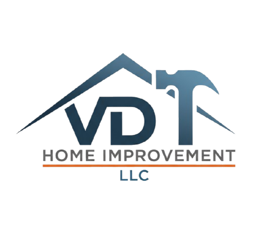 Logo: Dark blue house outline with "VDT" in a square, a hammer, and "Home Improvement LLC" text.