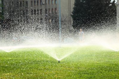 Colorado Springs — Garden Sprinkler On A Sunny Summer Day in Colorado Springs, CO