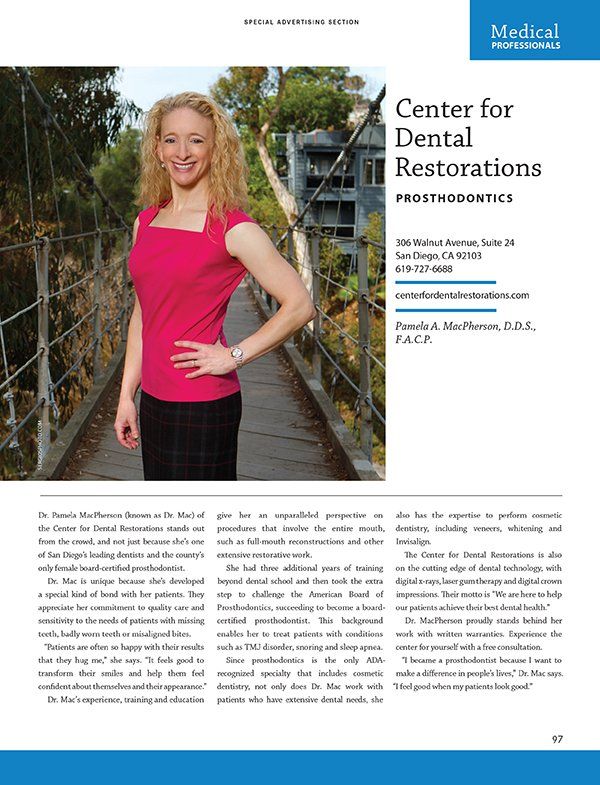 San Diego Magazine featuring Dr. MacPherson
