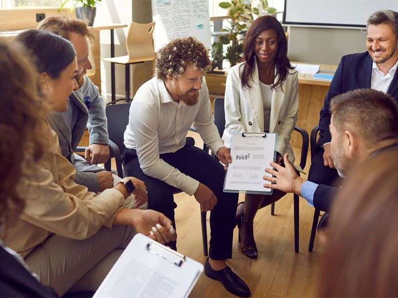 group of employees having a meeting