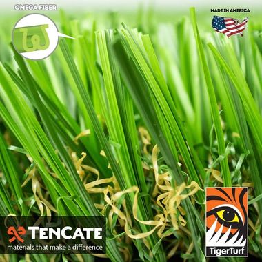 A close up of a piece of artificial grass made in the usa