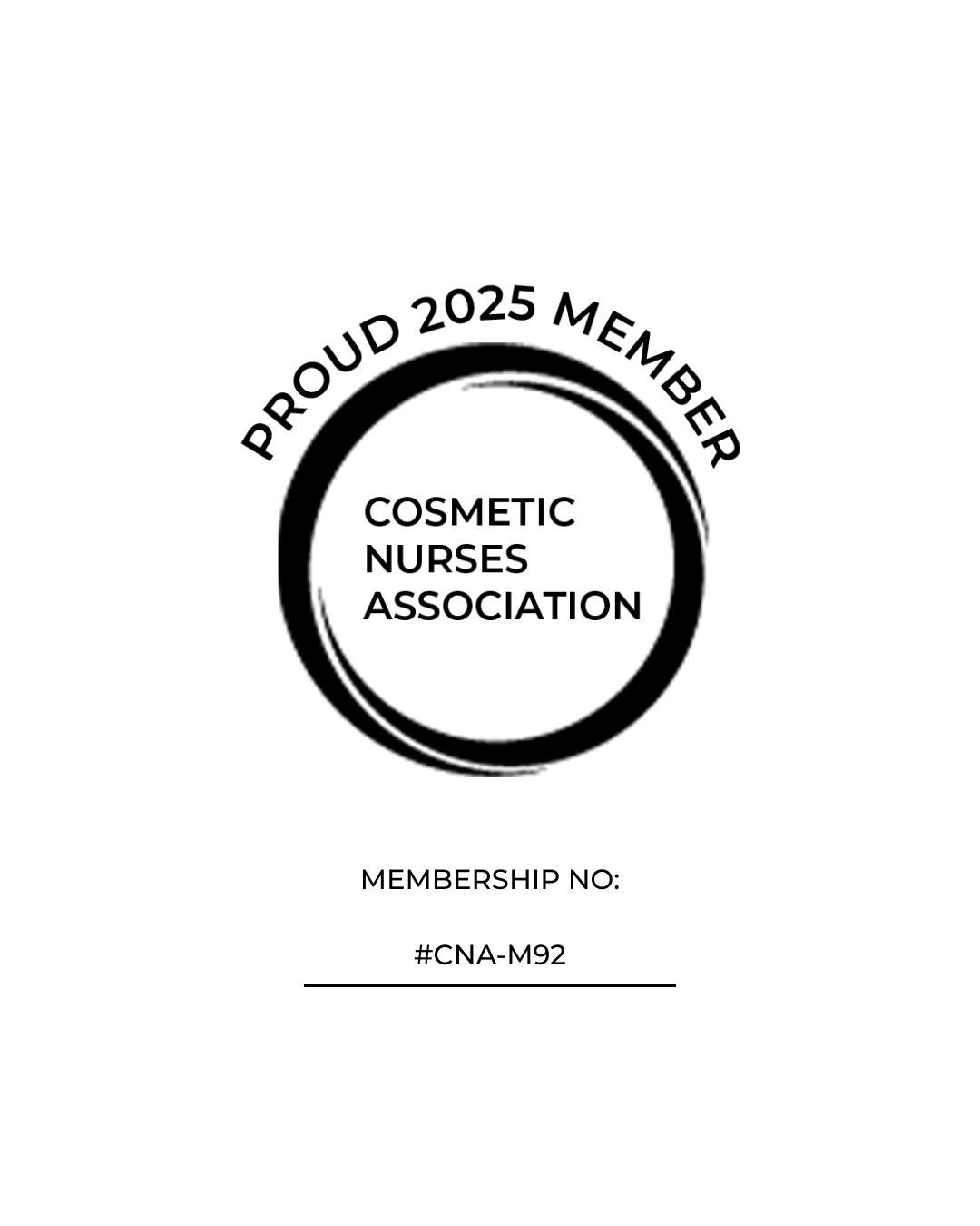 Proud 2025 Member of Cosmetic Nurses Association Badge