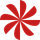 Eine rote Blume ist in zwei Hälften geteilt, auf einem weissen Hintergrund