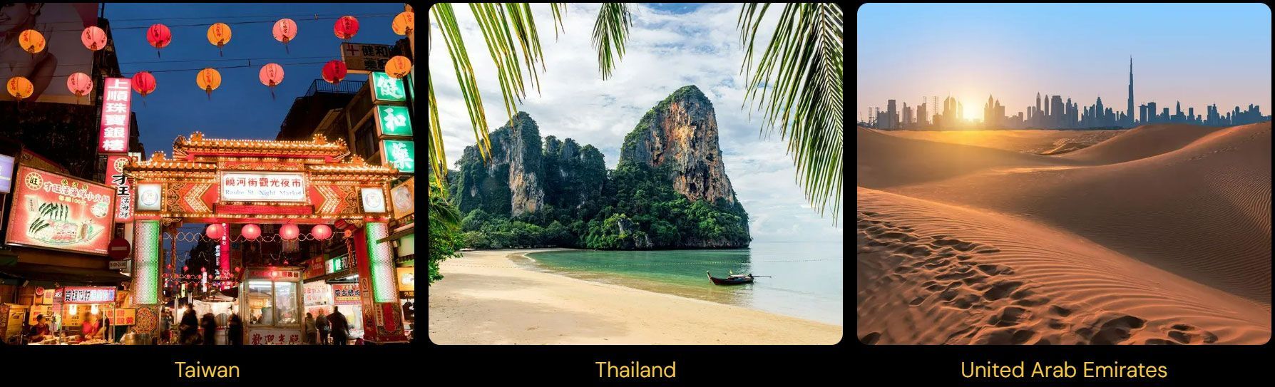 A picture of a beach a city and a desert