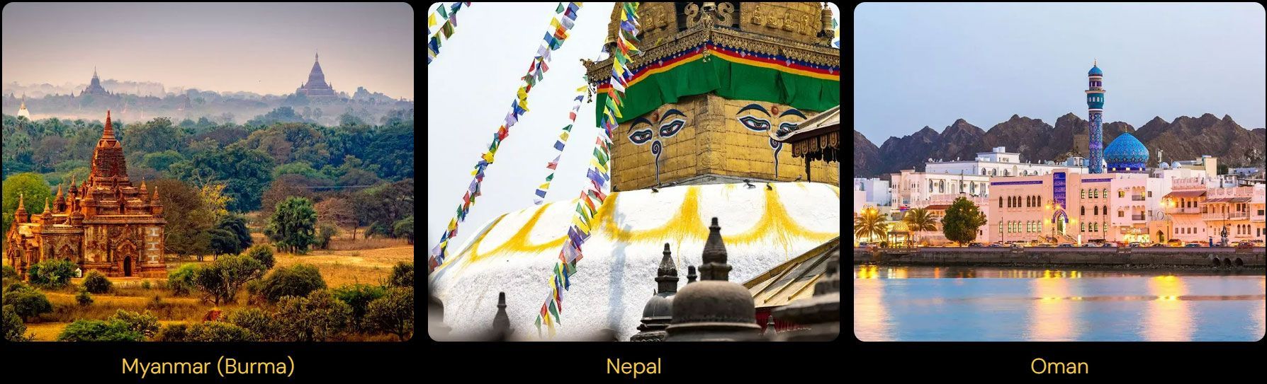 A collage of three pictures of different places in india