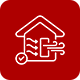 An icon of a house with arrows pointing in different directions and a check mark.