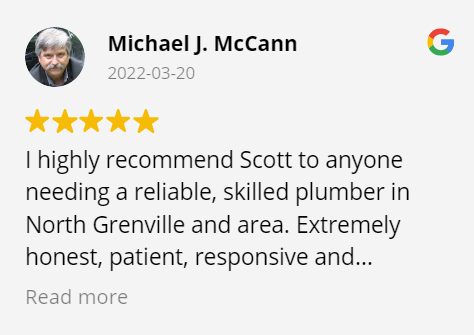 I highly recommend scott to anyone needing a reliable , skilled plumber in north grenville and area.
