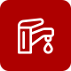 A faucet icon in a red circle on a white background.