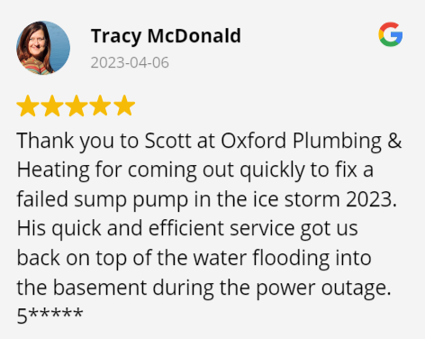 Tracy mcdonald wrote a review for scott at oxford plumbing & heating