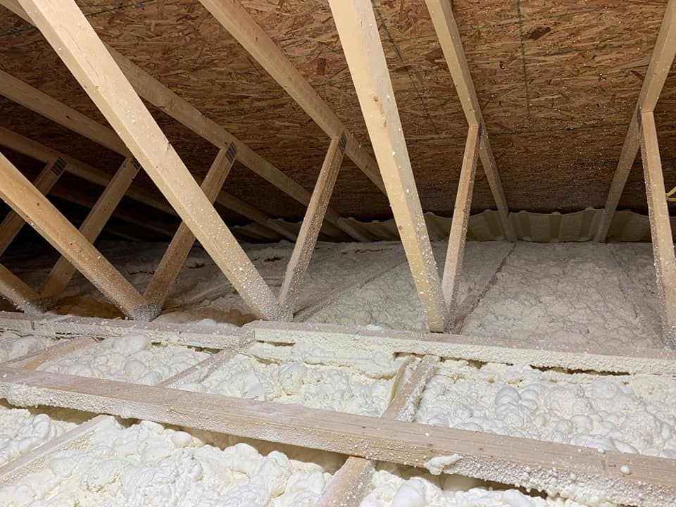 there is a lot of foam in the attic of a house .