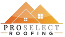 Logo for ProSelect Roofing with three orange house shapes and the company name.