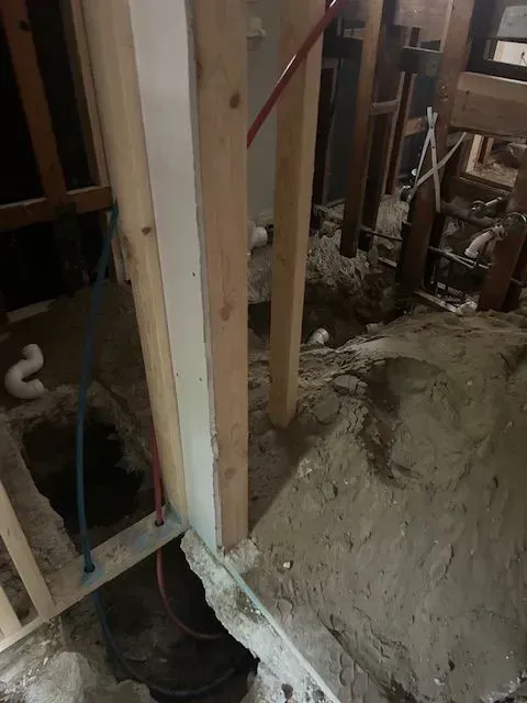 There is a hole in the floor in the middle of the room.