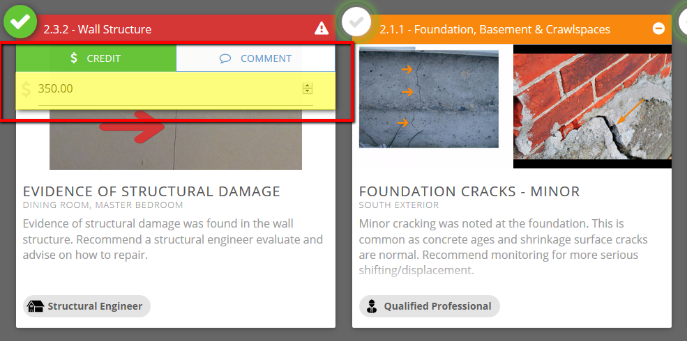A screenshot of a website showing evidence of structural damage and foundation cracks