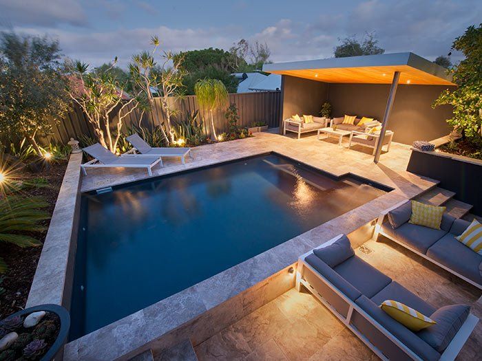 square blue swimming pool