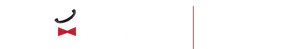 Small black-and-red abstract logo on a white background, with a thin vertical pink line.