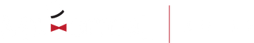 Small black-and-red logo on a white background with a thin vertical pink line.