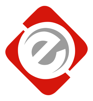 A red square with a white circle inside of it
