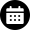 A white calendar icon in a black circle.